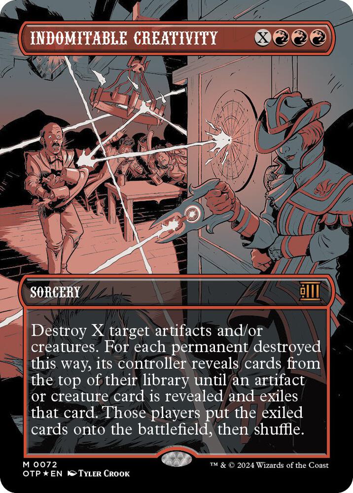 Indomitable Creativity 72/65 (Outlaws of Thunder Junction: Breaking News)  - Showcase Textured Foil | Good Games Modbury