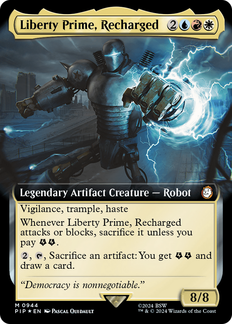 Liberty Prime, Recharged (Extended Art) (Surge Foil) [Fallout] | Good Games Modbury