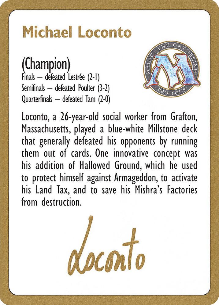 1996 Michael Loconto Biography Card  (World Championship Decks)  | Good Games Modbury