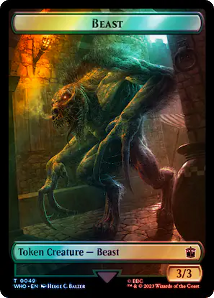 Soldier // Beast Double-Sided Token (Surge Foil) [Doctor Who Tokens] | Good Games Modbury