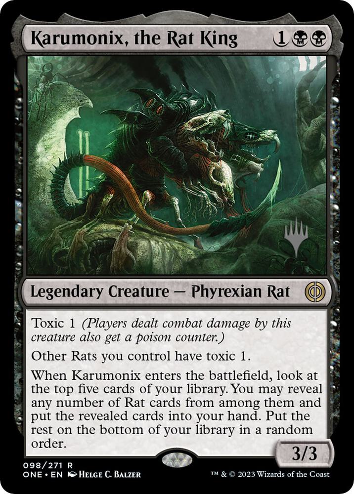 Karumonix the Rat King 98p/160 (Promo Pack: Phyrexia: All Will Be One)  - Foil | Good Games Modbury