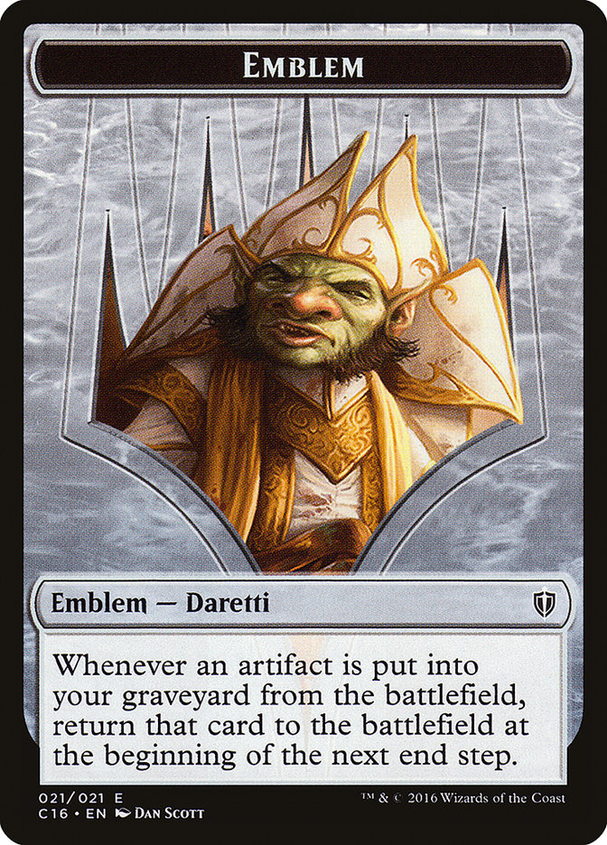 Daretti, Scrap Savant Emblem // Thopter Double-Sided Token [Commander 2016 Tokens] | Good Games Modbury