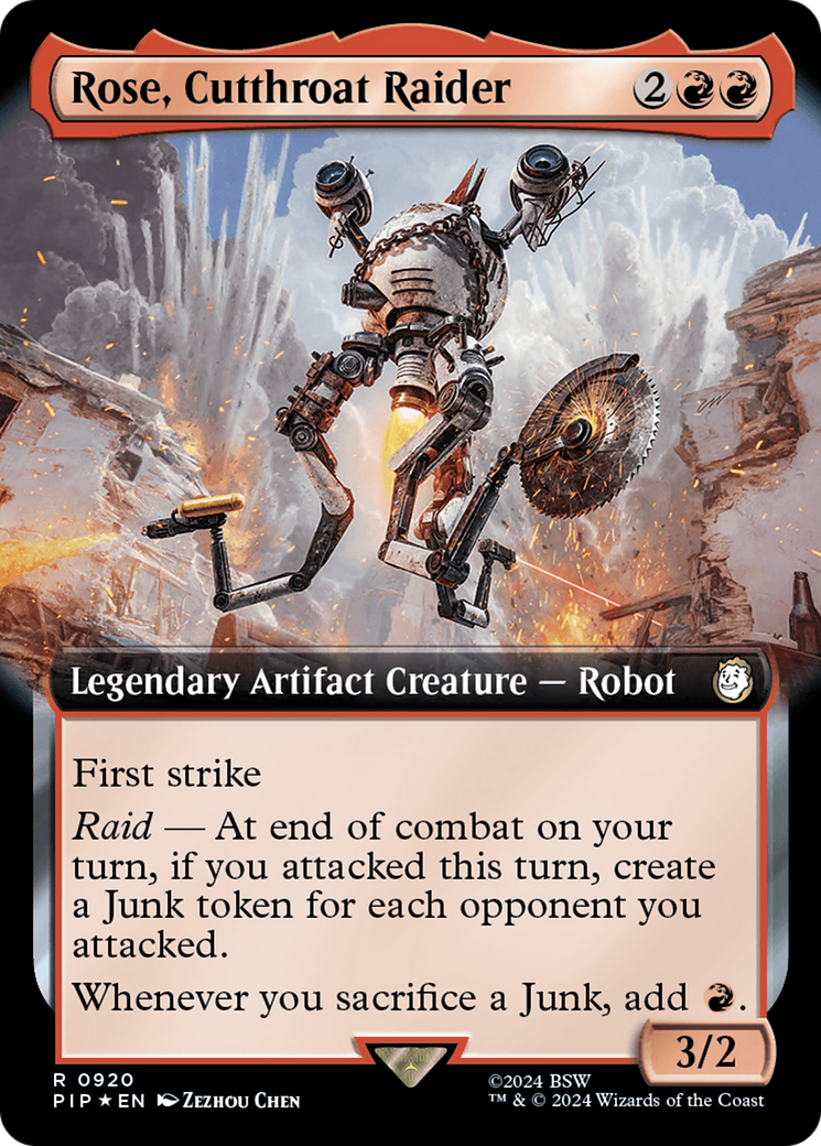 Rose, Cutthroat Raider (Extended Art) (Surge Foil) [Fallout] | Good Games Modbury