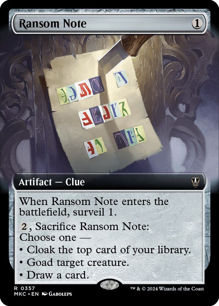 Ransom Note 357/311 (Commander: Murders at Karlov Manor)  - Extended Art | Good Games Modbury
