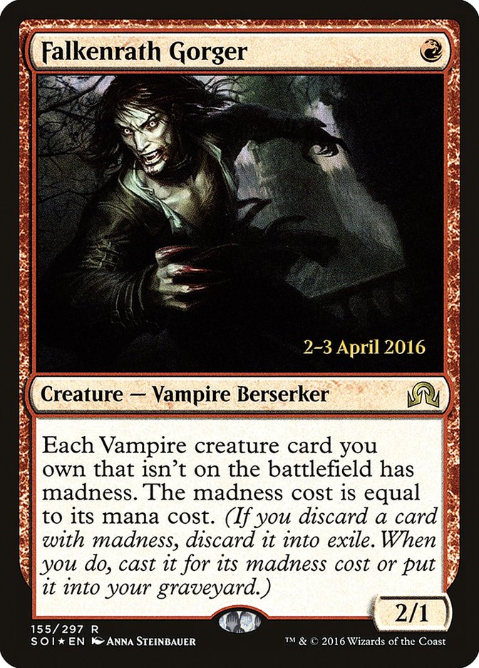 Falkenrath Gorger [Shadows over Innistrad Prerelease Promos] | Good Games Modbury