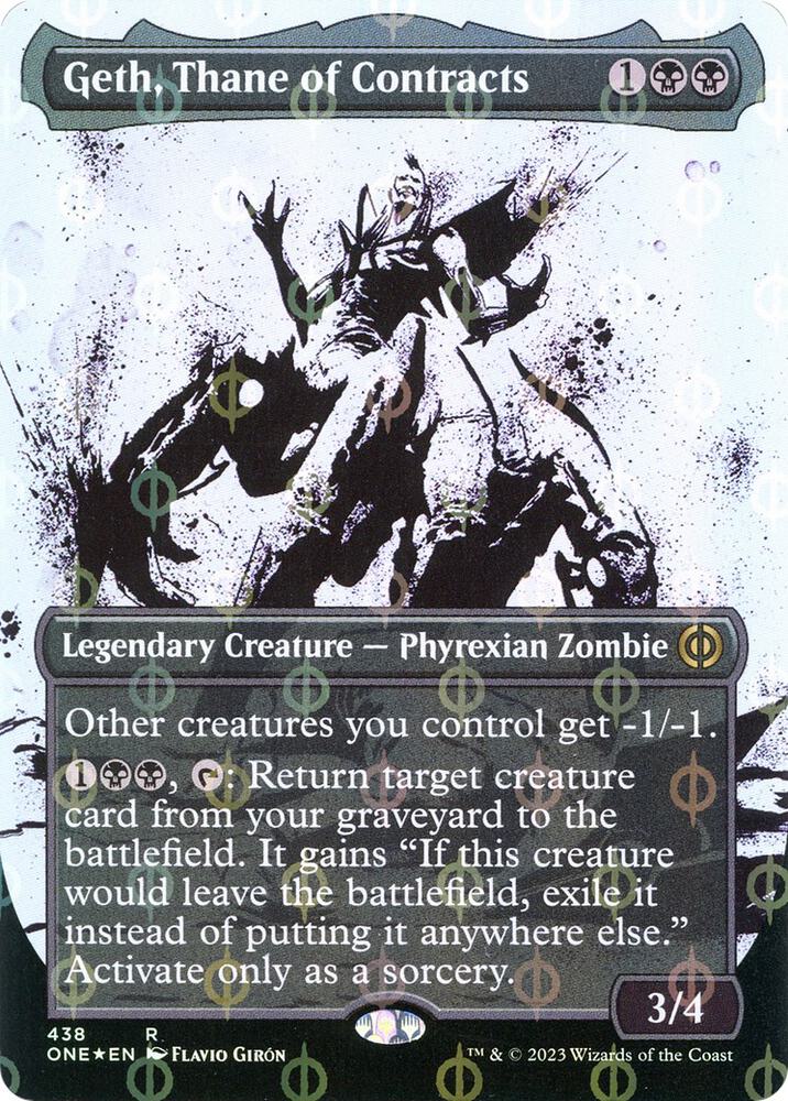 Geth, Thane of Contracts 438/271 (Phyrexia: All Will Be One)  - Borderless Compleat Foil | Good Games Modbury