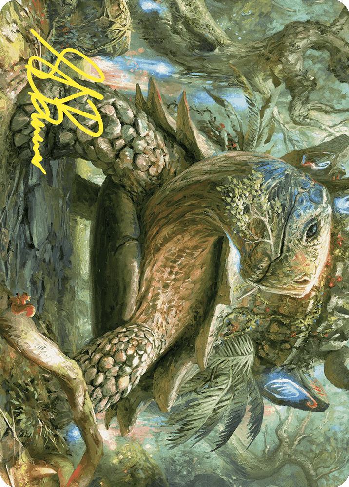 Blossoming Tortoise Art Card Gold Stamped Signature 24 (Art Series: Wilds of Eldraine)  | Good Games Modbury