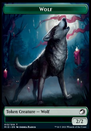 Wolf // Teferi, Who Slows the Sunset Emblem Double-Sided Token [Innistrad: Midnight Hunt Tokens] | Good Games Modbury