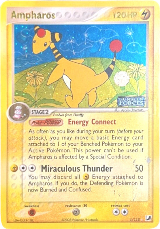 Ampharos (1/115) (Stamped) [EX: Unseen Forces] | Good Games Modbury