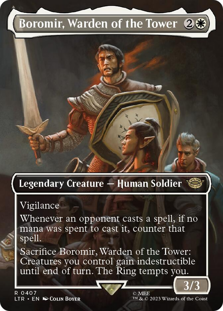 Boromir, Warden of the Tower (Borderless Alternate Art) [The Lord of the Rings: Tales of Middle-Earth] | Good Games Modbury