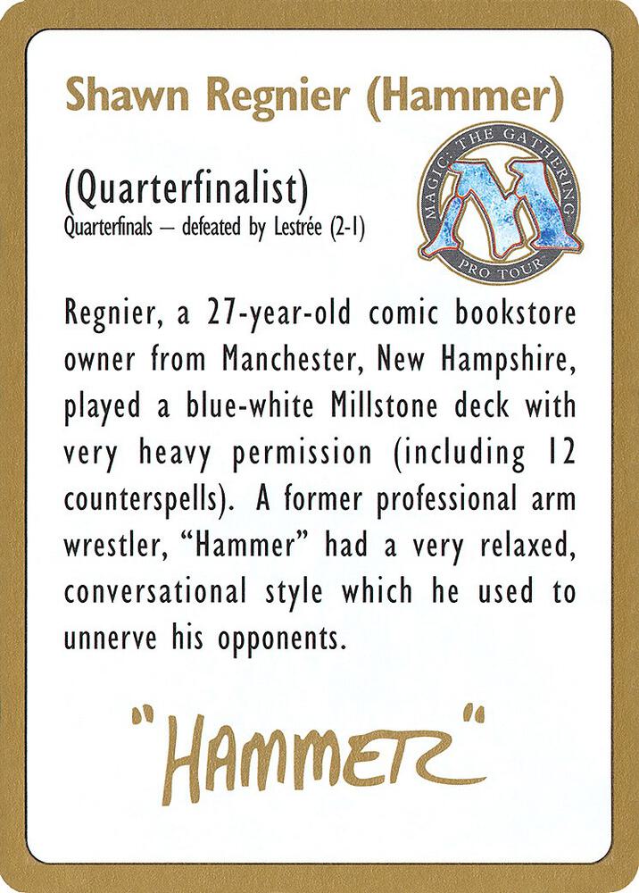 1996 Shawn Hammer Regnier Biography Card  (World Championship Decks)  | Good Games Modbury