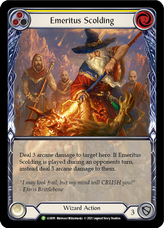 Emeritus Scolding (Yellow) [LGS091] (Promo)  Rainbow Foil | Good Games Modbury