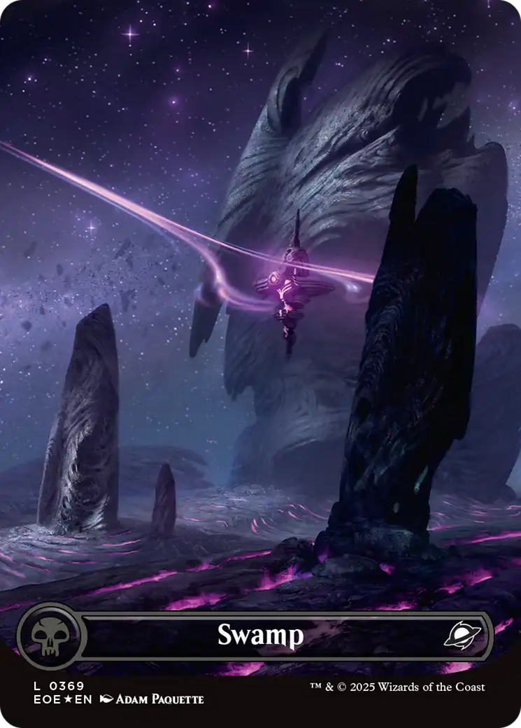 Swamp (0369) (Borderless) (Galaxy Foil) [Edge of Eternities] | Good Games Modbury