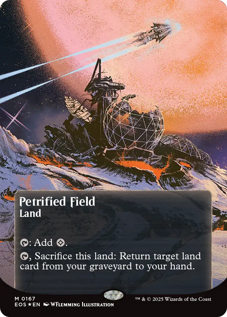 Petrified Field (0167) (Borderless) (Galaxy Foil) [Edge of Eternities: Stellar Sights] | Good Games Modbury