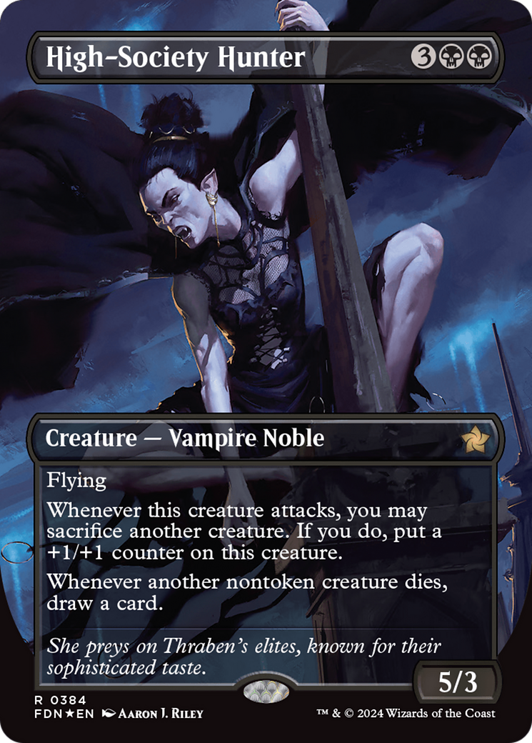 High-Society Hunter (Borderless) (Mana Foil) [Foundations] | Good Games Modbury