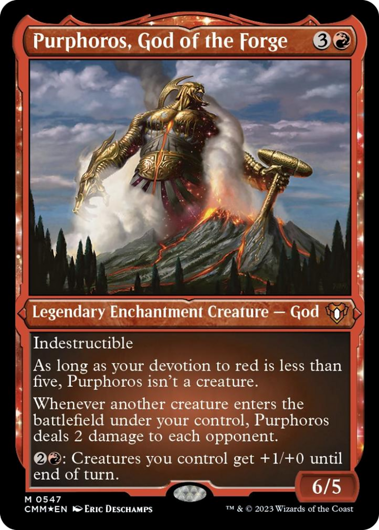 Purphoros, God of the Forge (Foil Etched) [Commander Masters] | Good Games Modbury