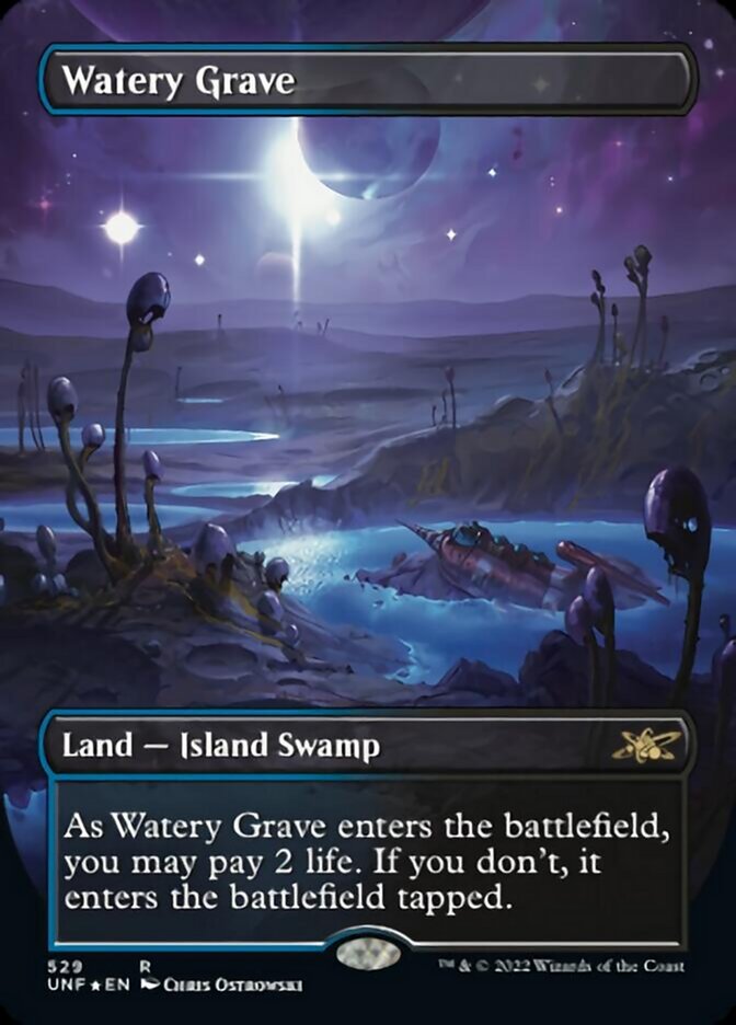 Watery Grave (Borderless) (Galaxy Foil) [Unfinity] | Good Games Modbury