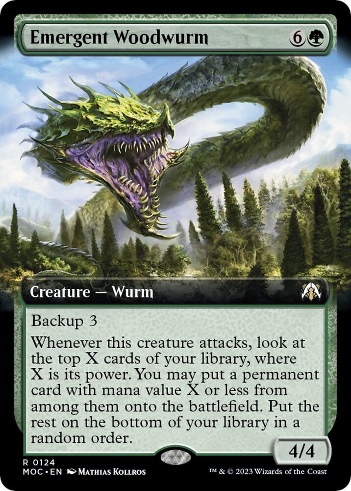 Emergent Woodwurm 124/444 (Commander: March of the Machine)  - Extended Art | Good Games Modbury