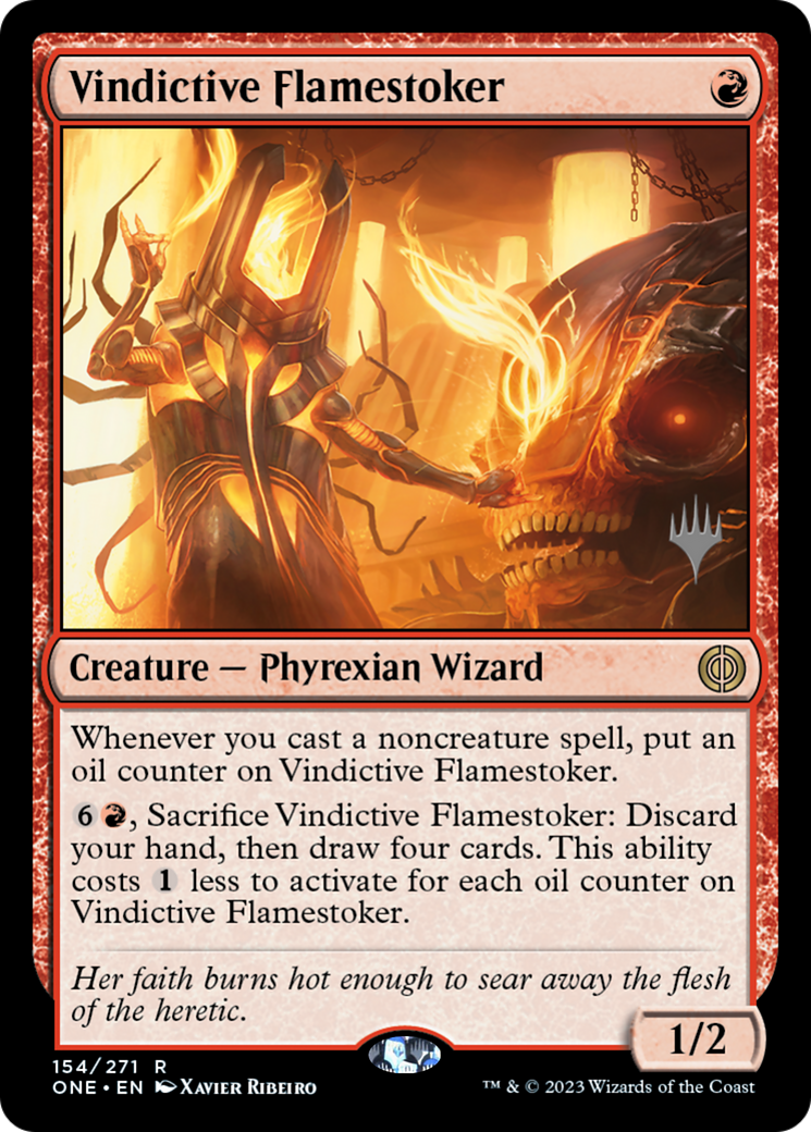 Vindictive Flamestoker (Promo Pack) [Phyrexia: All Will Be One Promos] | Good Games Modbury