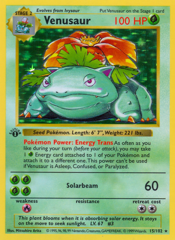 Venusaur (15/102) (Shadowless) [Base Set 1st Edition] | Good Games Modbury