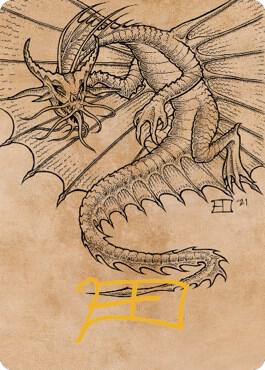 Ancient Gold Dragon Art Card 44 81 Gold Stamped Signature 44 (Art Series: Commander Legends: Battle for Baldur's Gate)  | Good Games Modbury