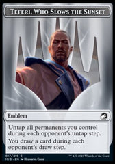 Clue // Teferi, Who Slows the Sunset Emblem Double-Sided Token [Innistrad: Midnight Hunt Tokens] | Good Games Modbury