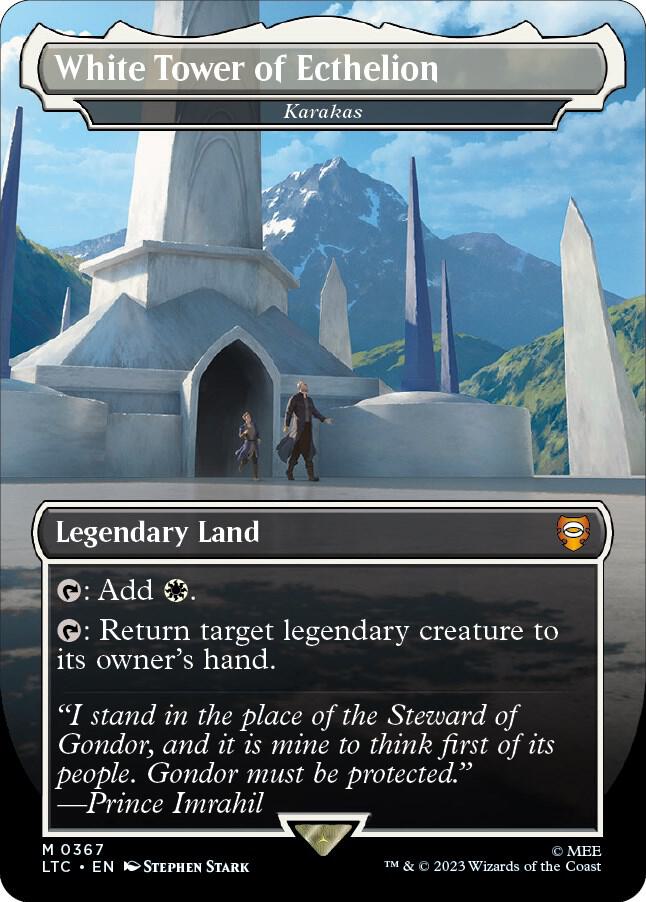White Tower of Ecthelion Karakas Borderless 367 (Commander: The Lord of the Rings: Tales of Middle-earth)  - Borderless Foil | Good Games Modbury