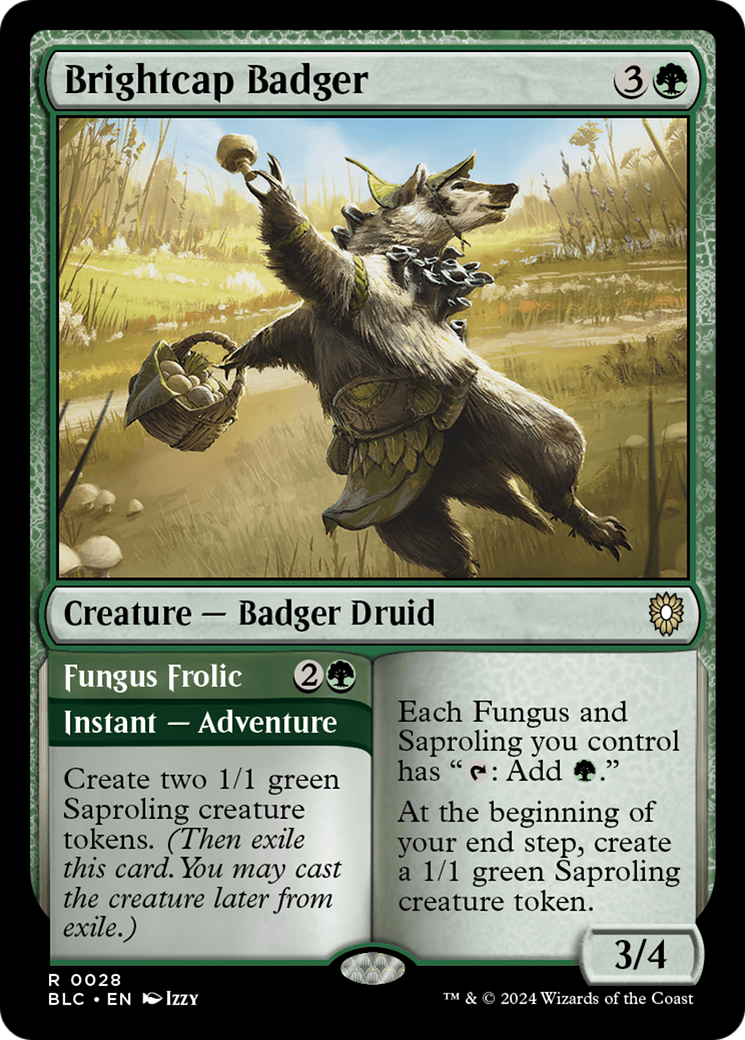 Brightcap Badger // Fungus Frolic [Bloomburrow Commander] | Good Games Modbury