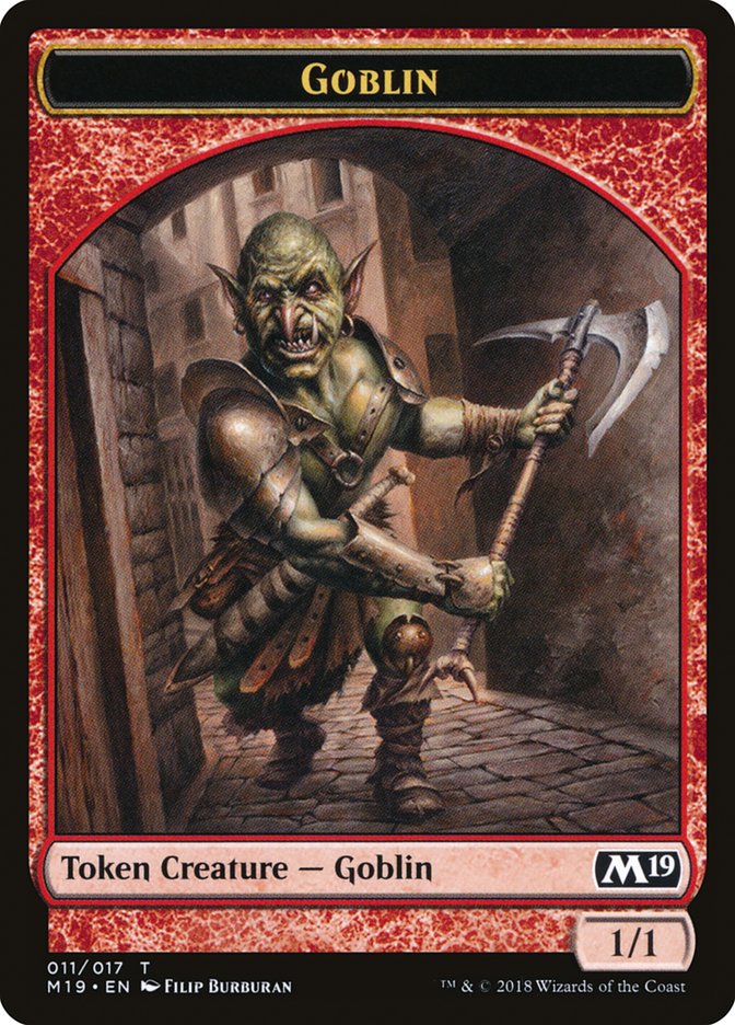 Knight // Goblin Double-Sided Token (Game Night) [Core Set 2019 Tokens] | Good Games Modbury