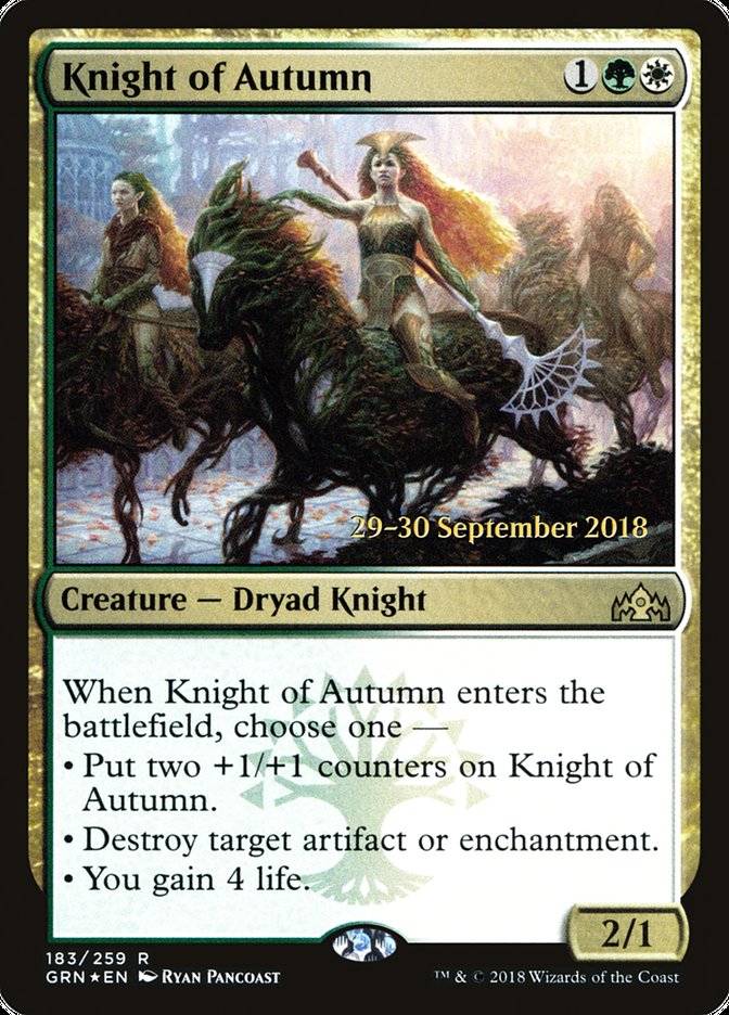 Knight of Autumn [Guilds of Ravnica Prerelease Promos] | Good Games Modbury