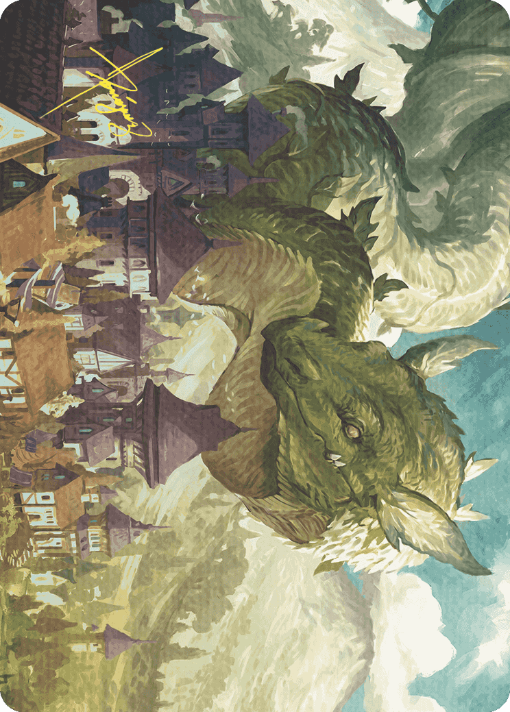 Beanstalk Wurm Art Card (Gold-Stamped Signature) [Wilds of Eldraine Art Series] | Good Games Modbury