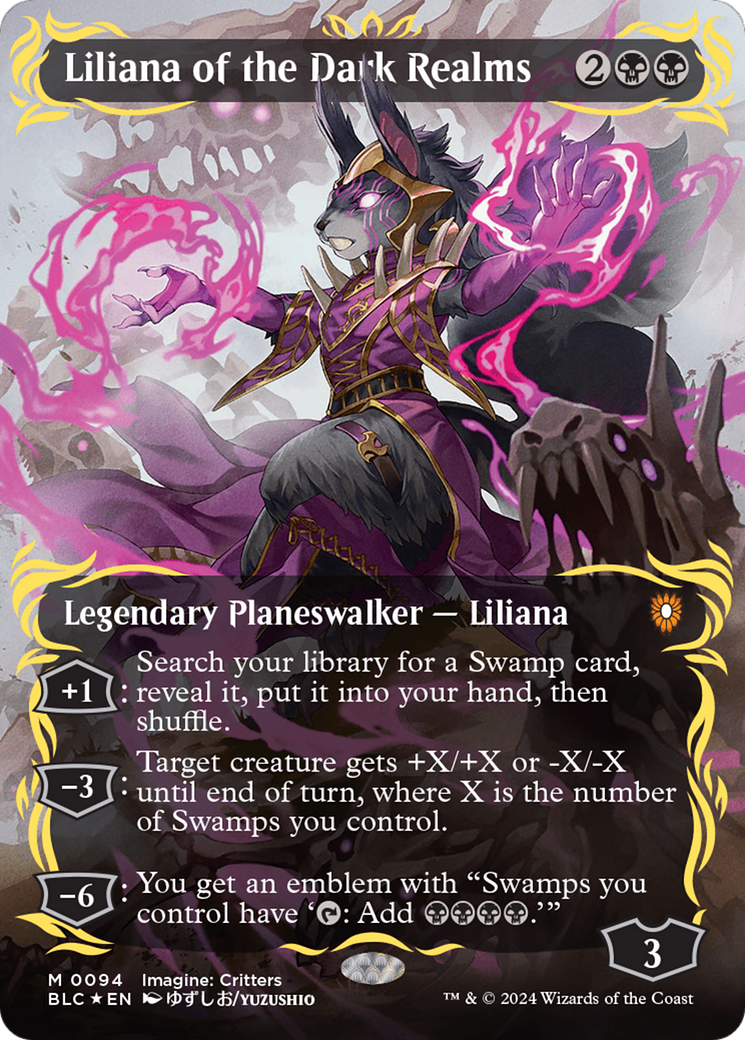 Liliana of the Dark Realms (Borderless) (Raised Foil) [Bloomburrow Commander] | Good Games Modbury