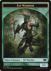 Elephant // Elf Warrior Double-Sided Token [Commander 2014 Tokens] | Good Games Modbury