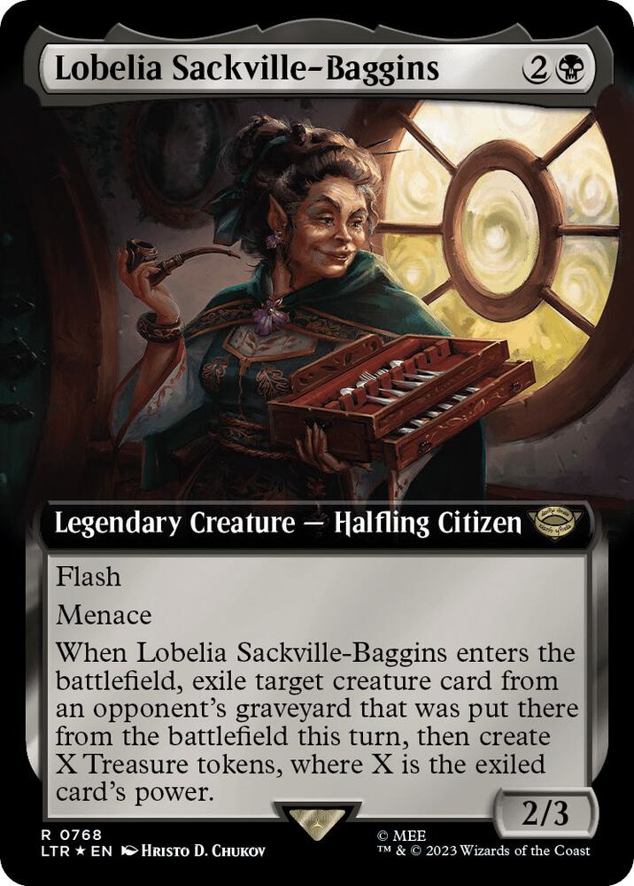 Lobelia Sackville-Baggins 768/281 (Universes Beyond: The Lord of the Rings: Tales of Middle-earth)  - Extended Art Surge Foil | Good Games Modbury