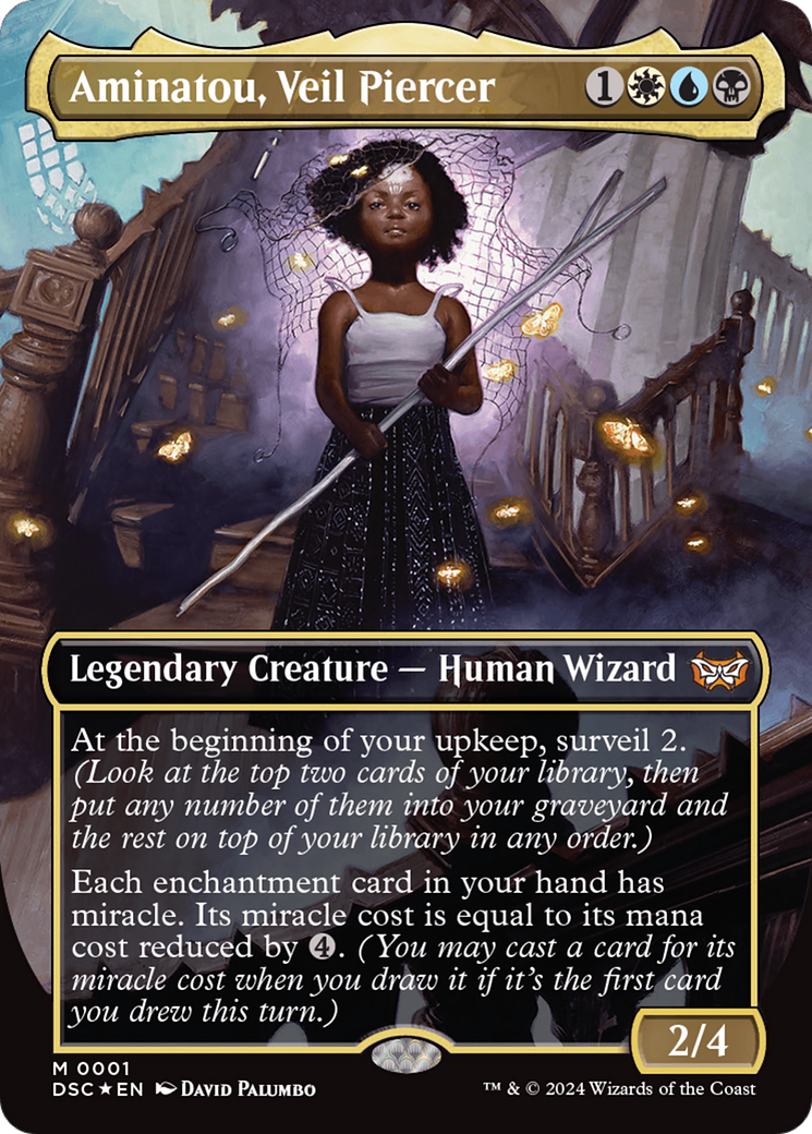 Aminatou, Veil Piercer (Borderless) [Duskmourn: House of Horror Commander] | Good Games Modbury