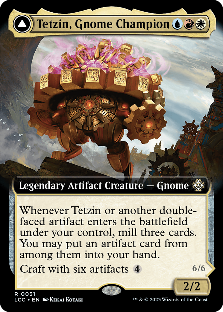 Tetzin, Gnome Champion // The Golden-Gear Colossus (Extended Art) [The Lost Caverns of Ixalan Commander] | Good Games Modbury