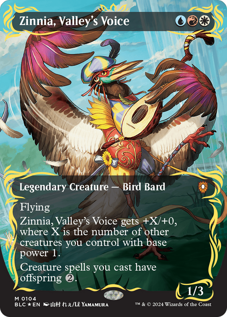 Zinnia, Valley's Voice (Borderless) (Raised Foil) [Bloomburrow Commander] | Good Games Modbury