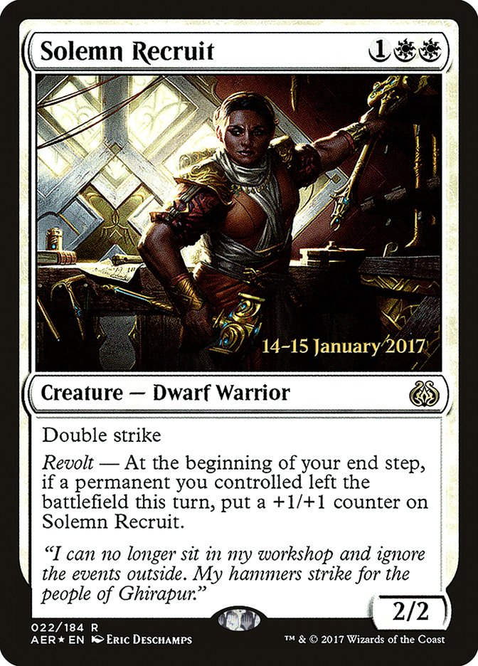 Solemn Recruit [Aether Revolt Prerelease Promos] | Good Games Modbury
