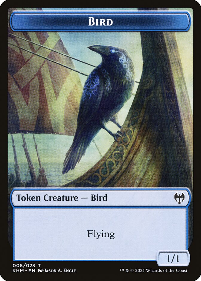 Elf Warrior // Bird Double-Sided Token [Kaldheim Tokens] | Good Games Modbury