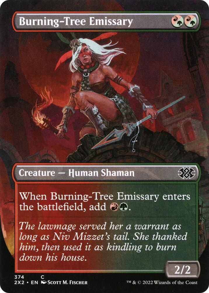 Burning Tree Emissary Borderless 374 (Double Masters 2022)  | Good Games Modbury