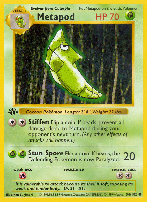 Metapod (54/102) (Shadowless) [Base Set 1st Edition] | Good Games Modbury