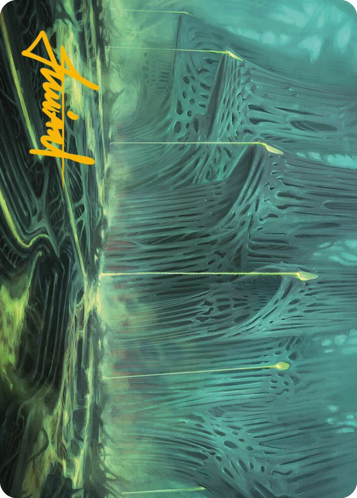 Swamp Art Card Gold Stamped Signature 63 (Art Series: Phyrexia: All Will Be One)  | Good Games Modbury
