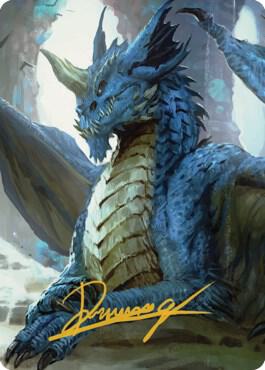 Young Blue Dragon Art Card Gold Stamped Signature 27 (Art Series: Commander Legends: Battle for Baldur's Gate)  | Good Games Modbury