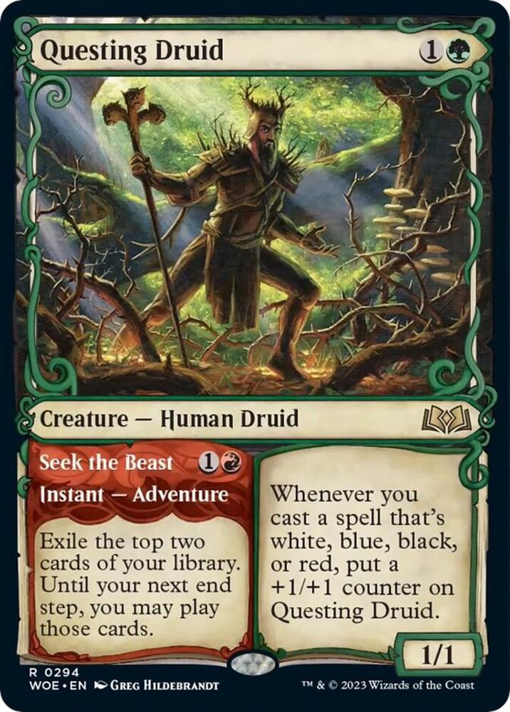 Questing Druid // Seek the Beast 294/276 (Wilds of Eldraine)  - Showcase | Good Games Modbury
