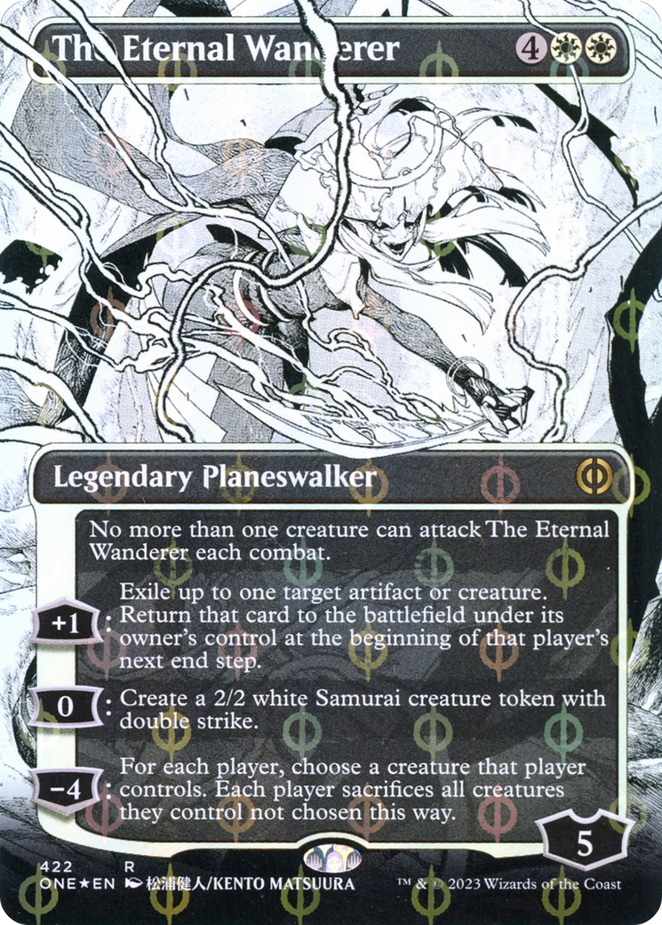 The Eternal Wanderer (Borderless Manga Step-and-Compleat Foil) [Phyrexia: All Will Be One] | Good Games Modbury