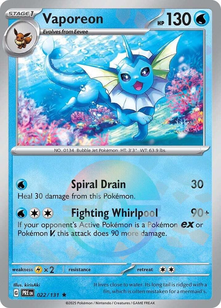 Vaporeon (022/131) (Poke Ball Pattern) [Scarlet & Violet: Prismatic Evolutions] | Good Games Modbury
