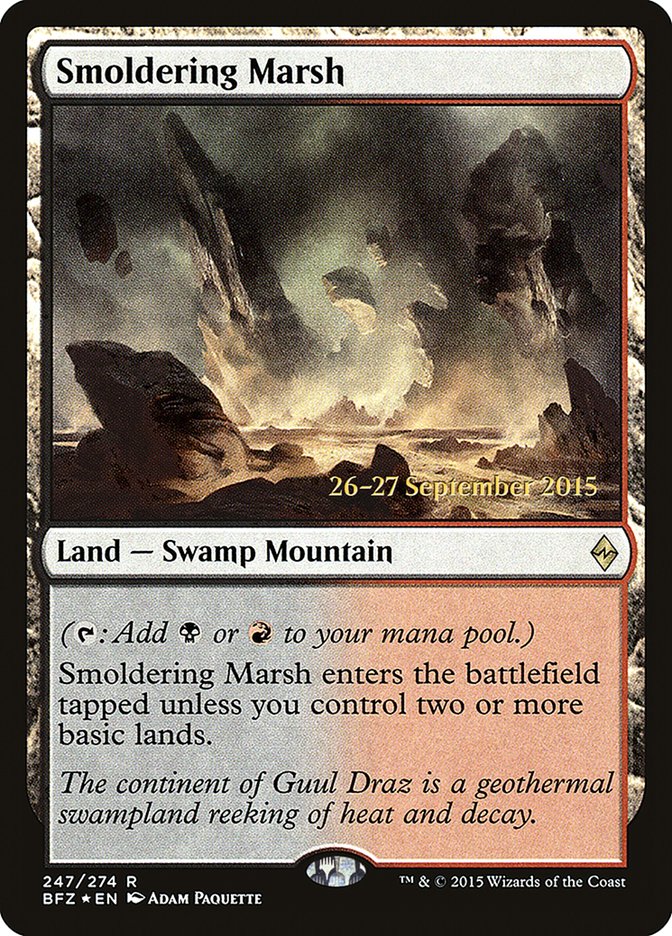 Smoldering Marsh [Battle for Zendikar Prerelease Promos] | Good Games Modbury