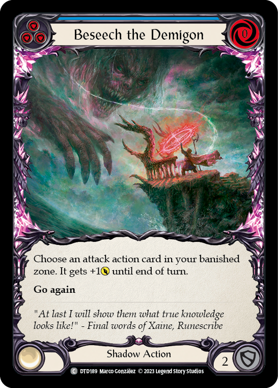 Beseech the Demigon (Blue) [DTD189] (Dusk Till Dawn)  Rainbow Foil | Good Games Modbury