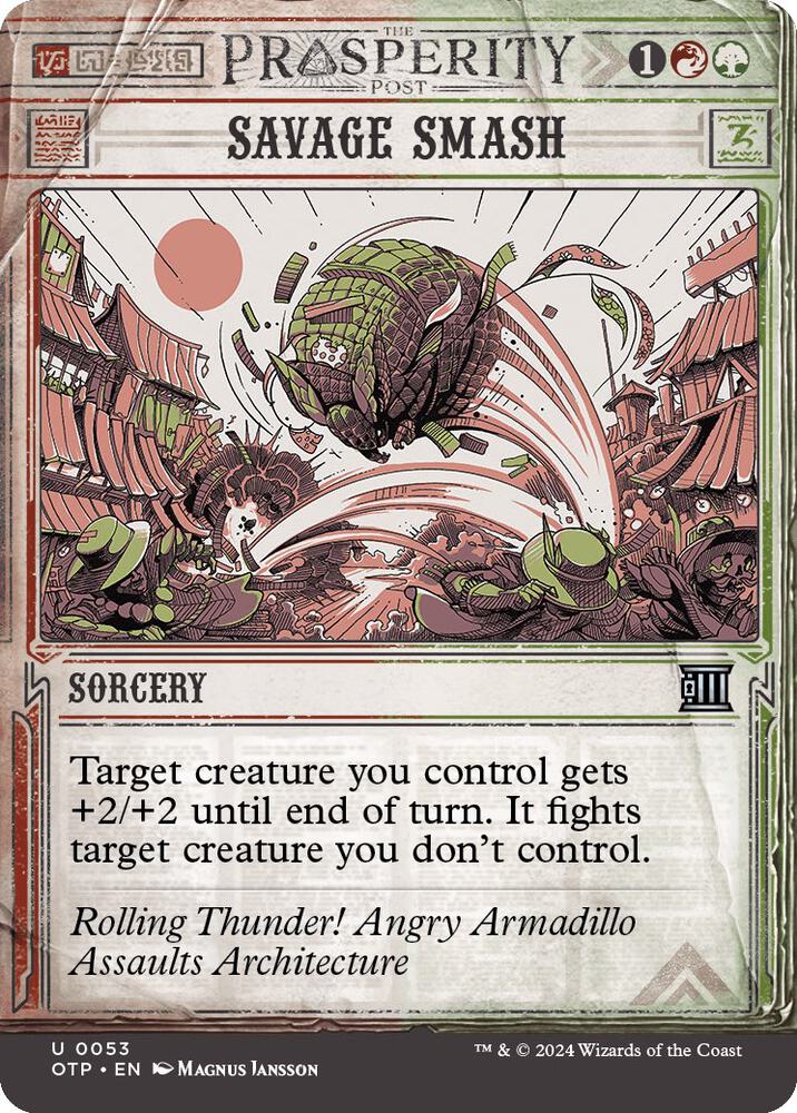 Savage Smash 53/65 (Outlaws of Thunder Junction: Breaking News)  - Showcase Foil | Good Games Modbury