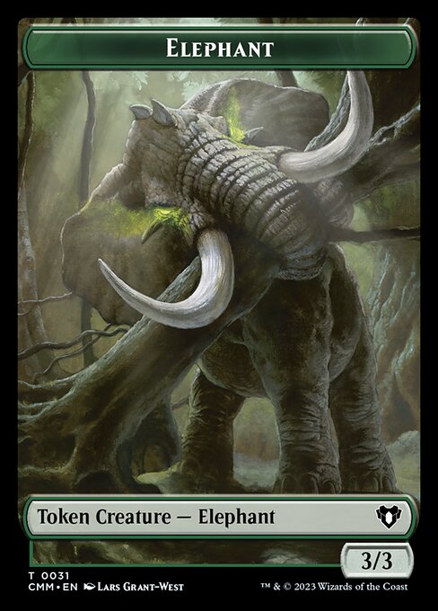 Clue // Elephant Double-Sided Token [Commander Masters Tokens] | Good Games Modbury